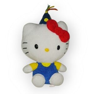 Birthday Sanrio Hello Kitty Plush with Blue Outfit and Red Bow